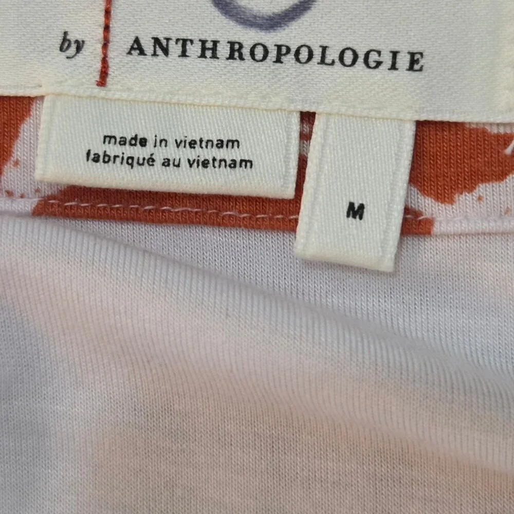 Anthropologie Bodi Blouse‎ Sz M Faux Wrap Tie Cropped Orange Boho Short Sleeve